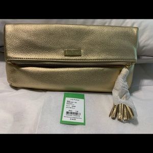 NWT Lilly Pulitzer Seaside Clutch in Metallic Gold